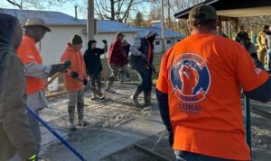 pouring concrete